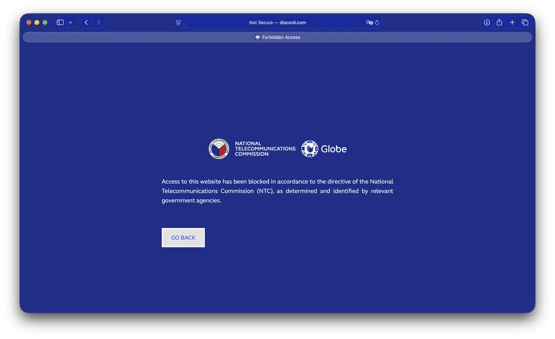 Pagharang sa Discord ng Globe, GOMO, at DITO