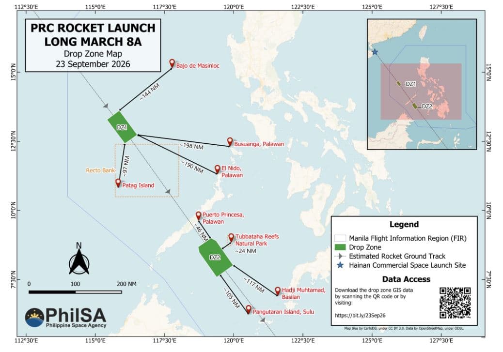 Mga labi ng rocket mula sa Tsina, maaaring nahulog sa mga katubigan ng Pilipinas --PhilSA