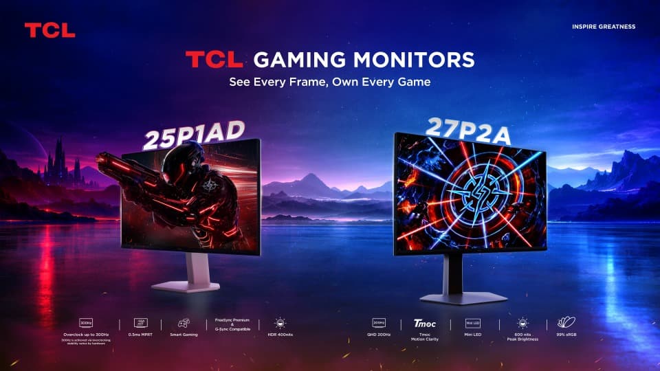 TCL naglunsad ng mga gaming monitor na 27P2A at 25P1AD sa Pilipinas